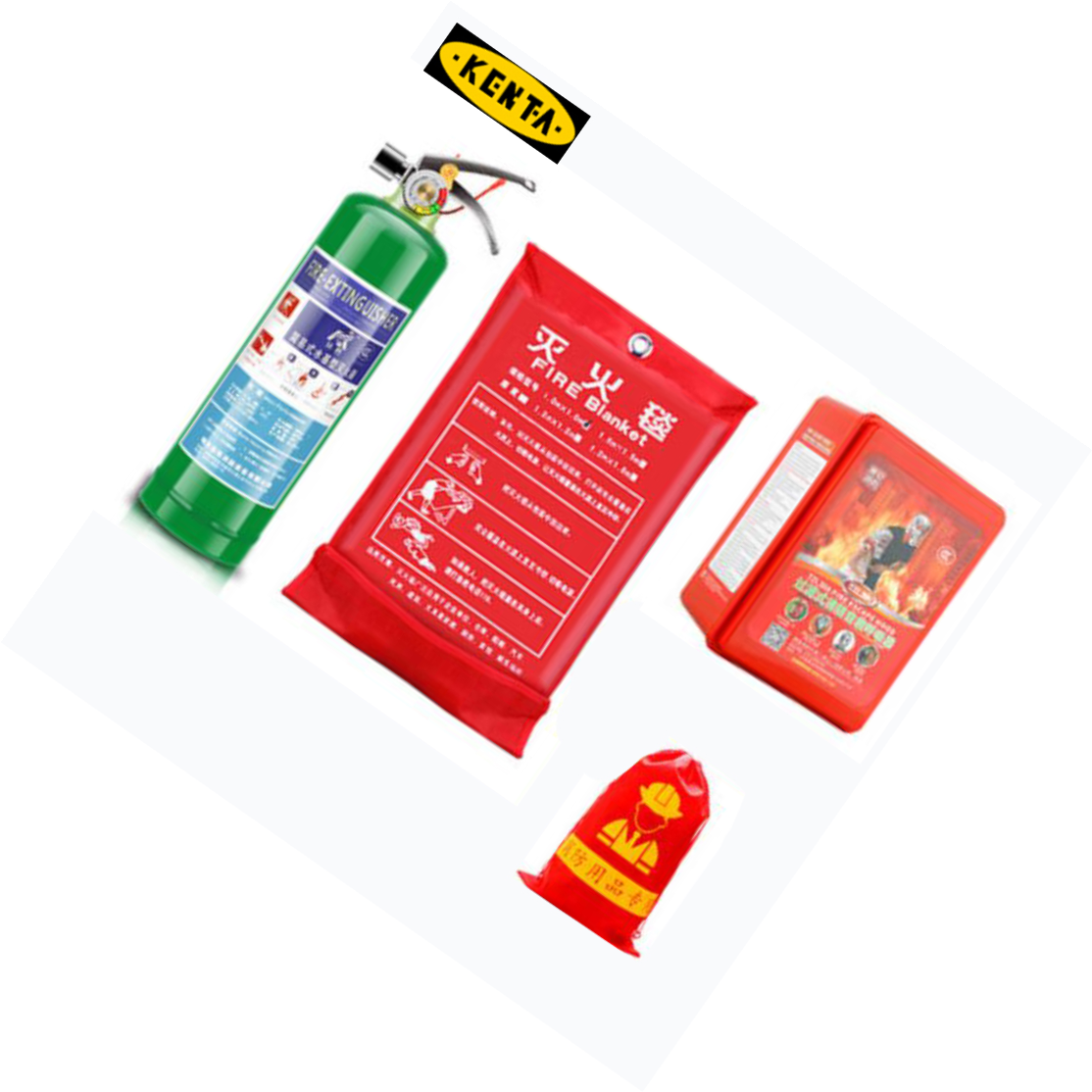 KENTA/克恩达 家庭消防套餐七(水基灭火器、灭火毯、成人面具) 铝箔膜 216mm*140*100mm 19-119-824 1件