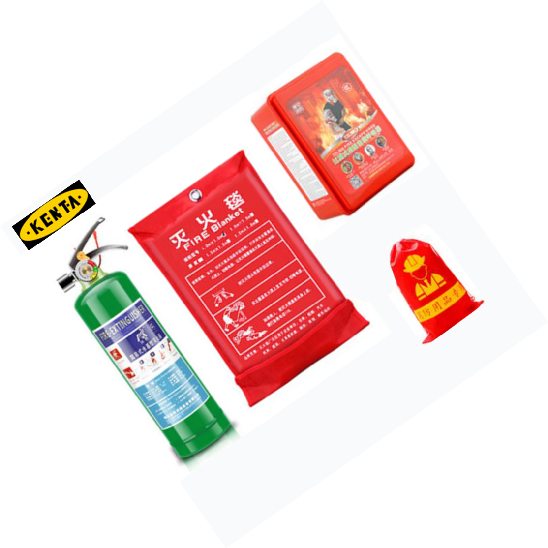 KENTA/克恩达 家庭消防套餐七(水基灭火器、灭火毯、成人面具) 铝箔膜 216mm*140*100mm 19-119-824 1件