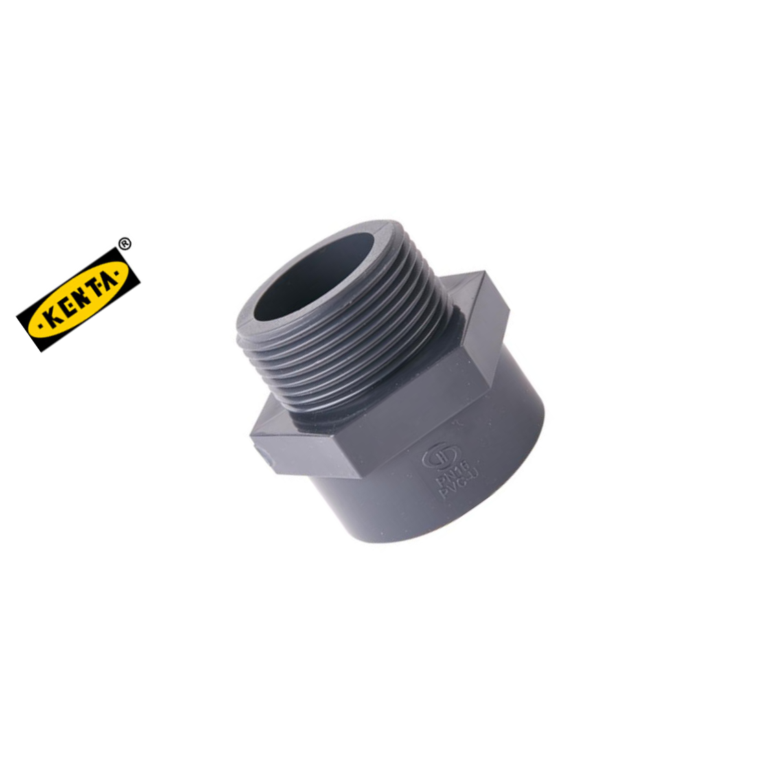KENTA/克恩达 硬聚氟乙烯外牙接头 DN25 灰色 DK110-200-155 1个