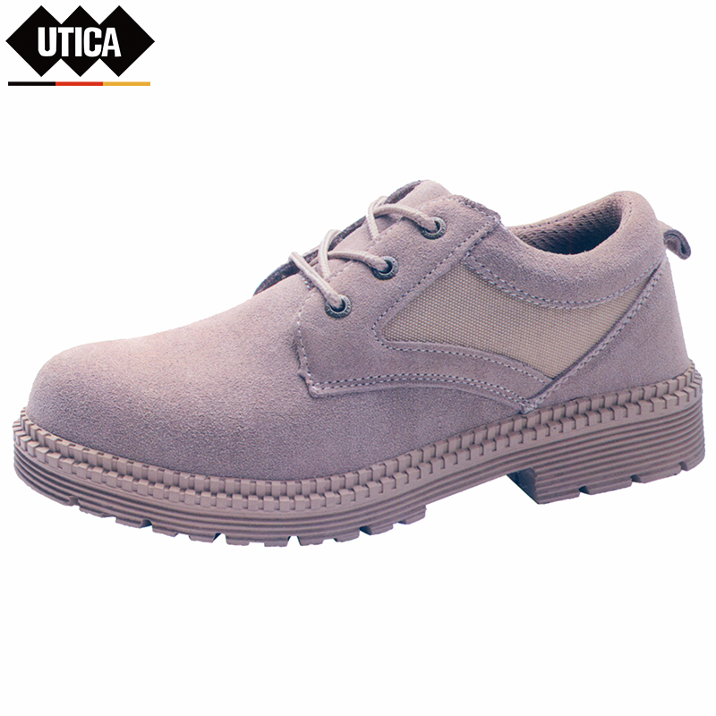 UTICA/优迪佧 安全鞋  优质反绒牛皮 三明治网布吸湿排汗 46码 棕色  GE80-503-298 1双