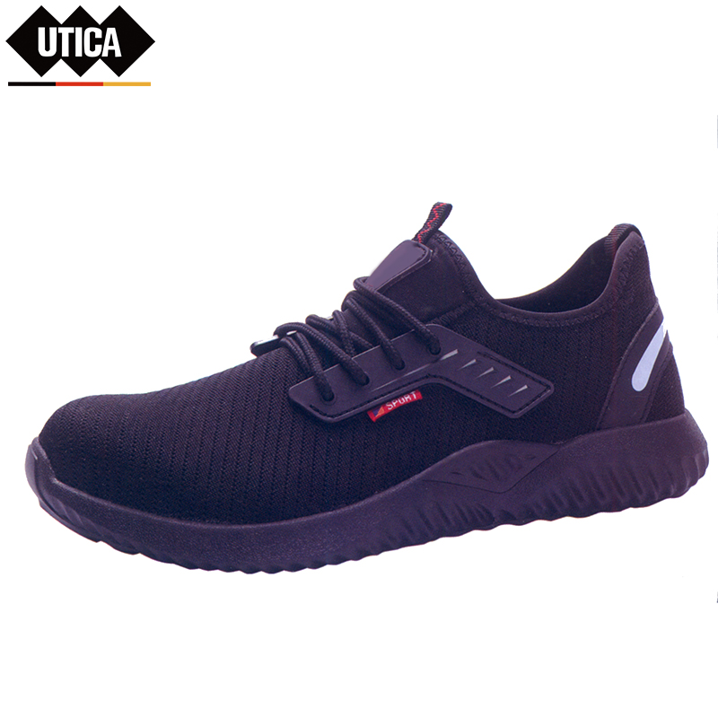 UTICA/优迪佧 安全鞋 BK布吸湿排汗 飞织面  46码 黑色  GE80-503-320 1双