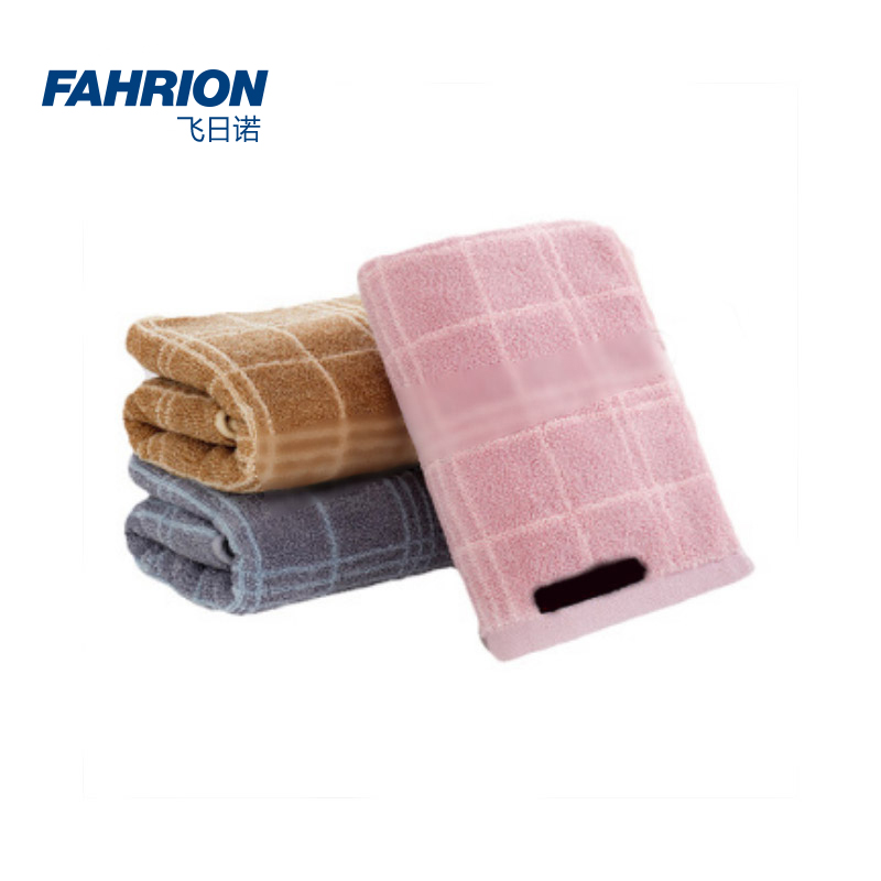 FAHRION/飞日诺 简约格子纯棉毛巾 1 360*740mm 紫色 GD99-900-3372 1条