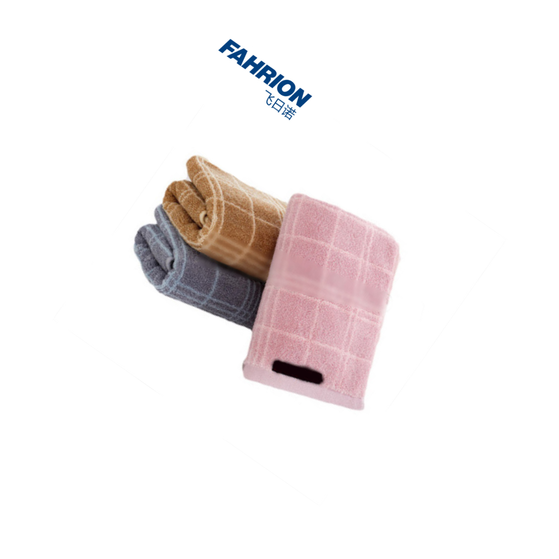 FAHRION/飞日诺 简约格子纯棉毛巾 1 360*740mm 紫色 GD99-900-3372 1条