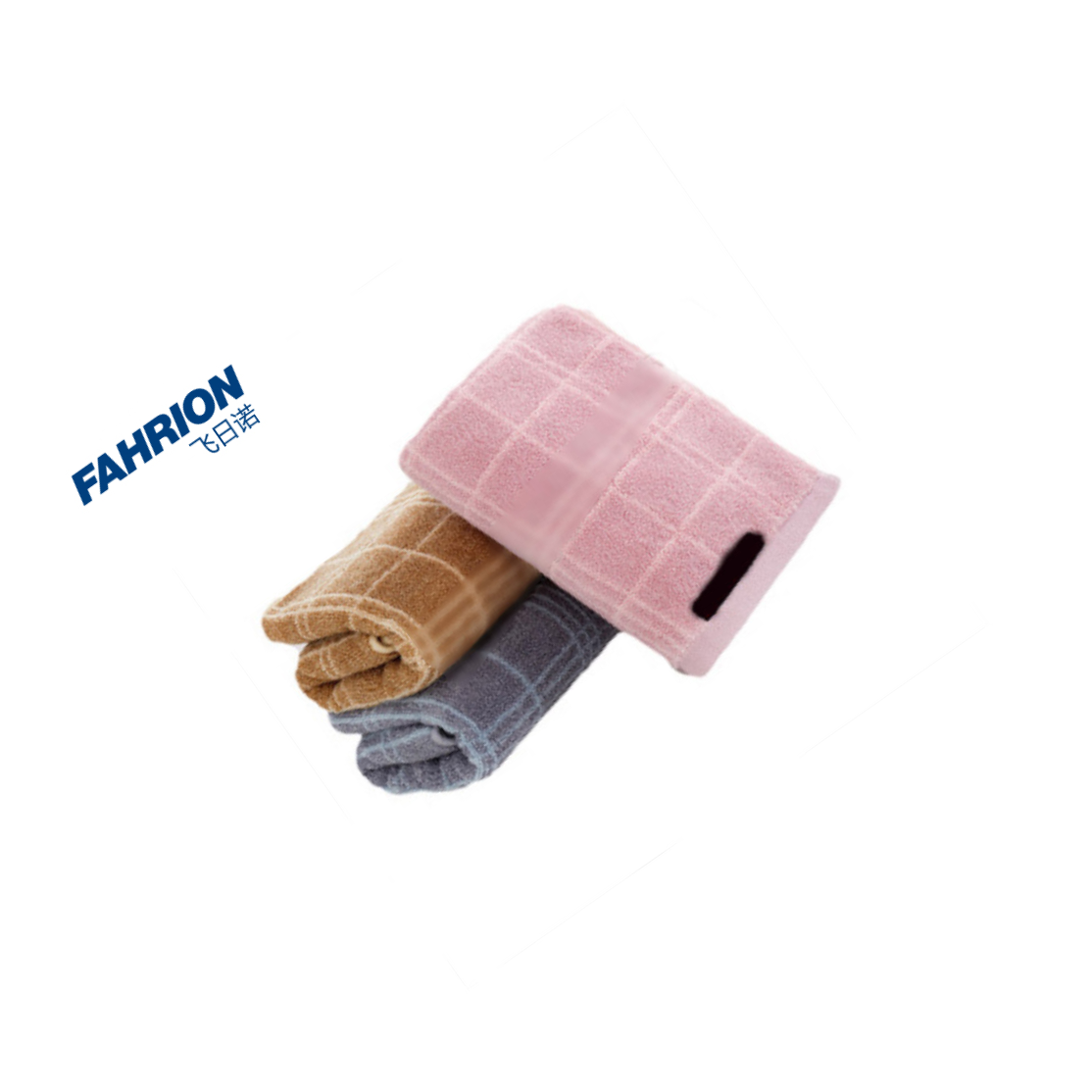 FAHRION/飞日诺 简约格子纯棉毛巾 1 360*740mm 紫色 GD99-900-3372 1条