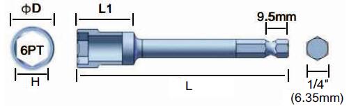 FORANT/泛特 1/4"六角起子套筒 1/4" 高速钢 65.00mm  88192133 1个
