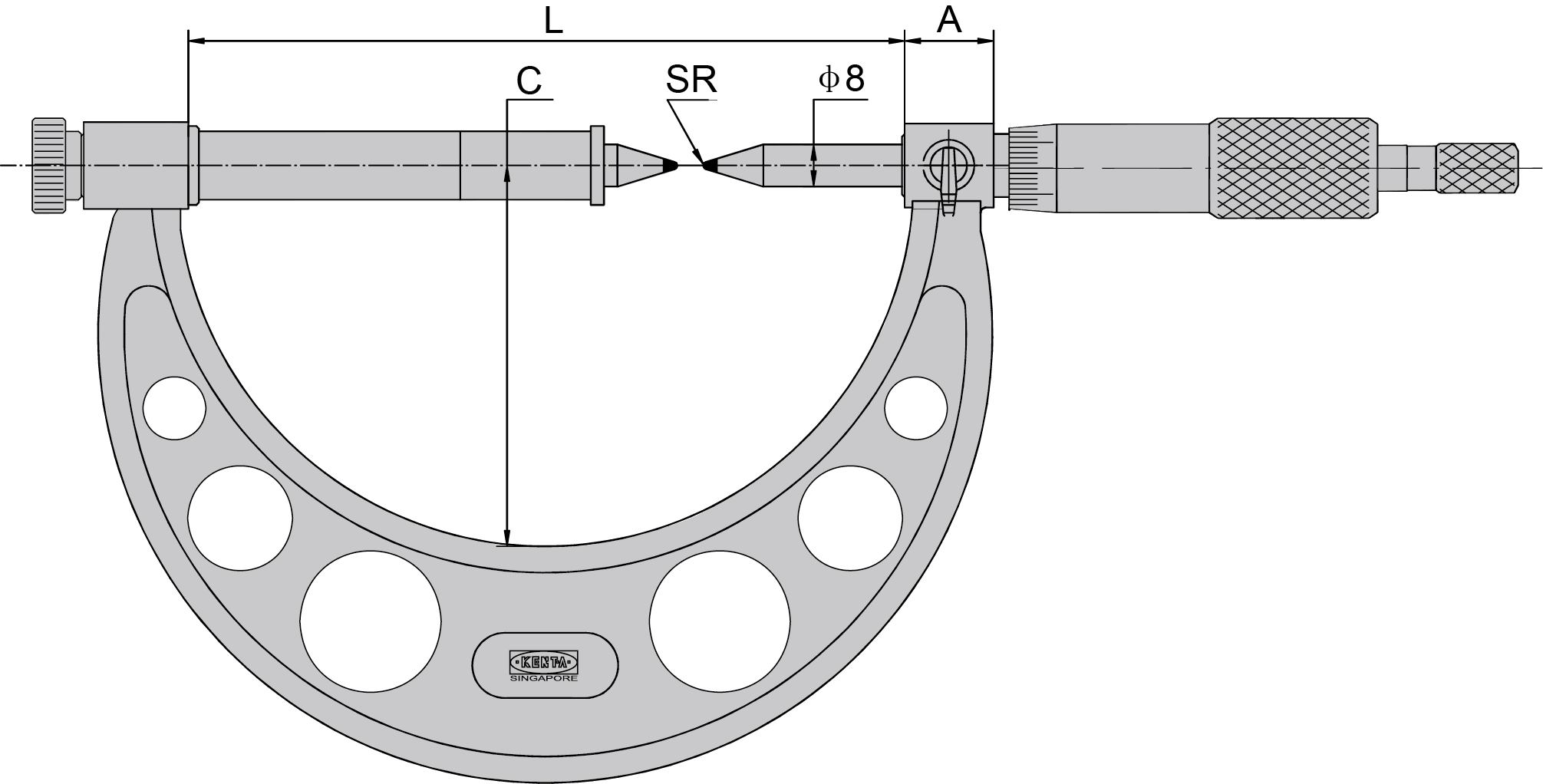 KENTA/克恩达 外经千分尺 0-25mm 0.01mm KT5-230-65 1把