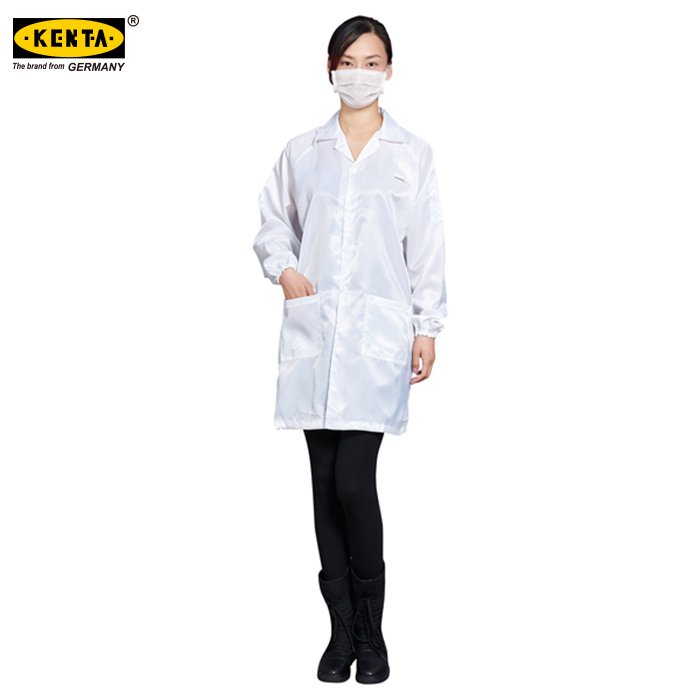 KENTA/克恩达 实验室防静电工作服 XL 白色 导电绸(5mm条纹) 否 否 是 KT95-102-040 1件