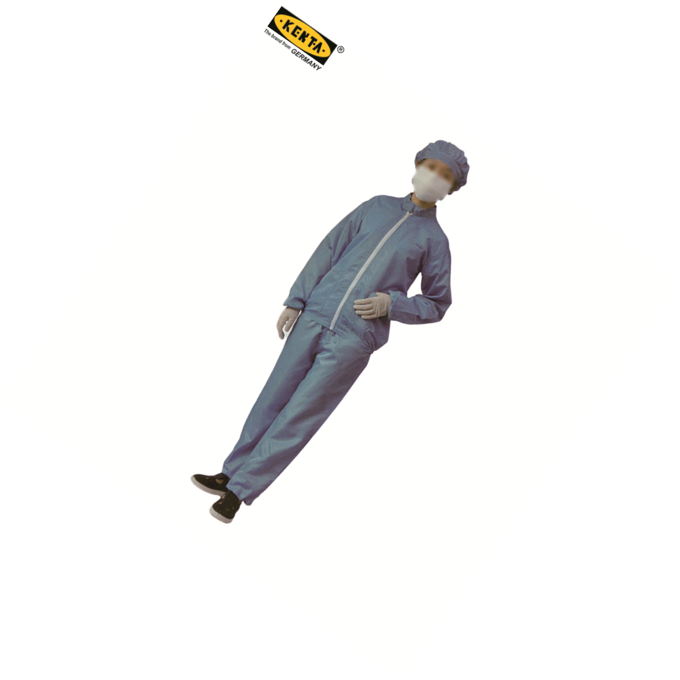 KENTA/克恩达 防静电夹克衣(圆领领袖口松紧) 2XL 蓝 聚酯连续纤维防静电条纹布料 SK9-900-421 1件